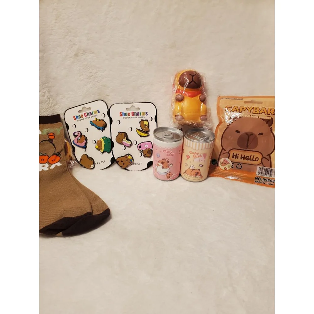 Girls Unbranded Capybara Socks & Charms One Size Brown Orange